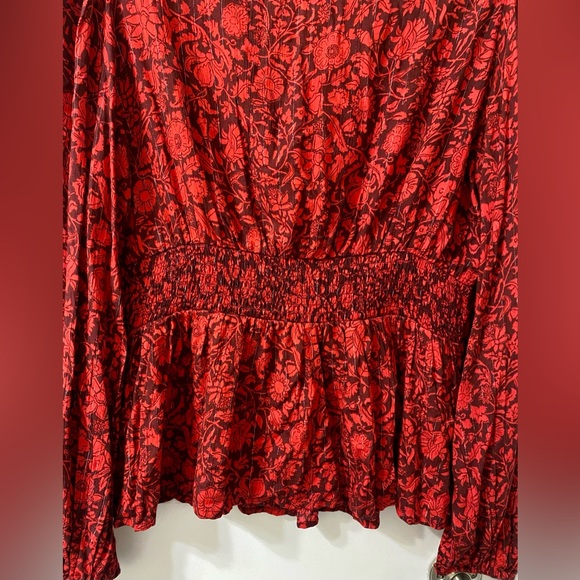 Knox Rose Red Floral Long Sleeve Embroidered Blouse L - Picture 10 of 12